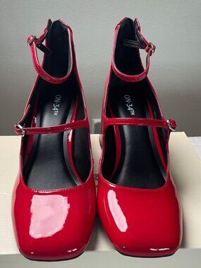 ON 34th Women's Red Block Chunky Heel Tonii, 8.5